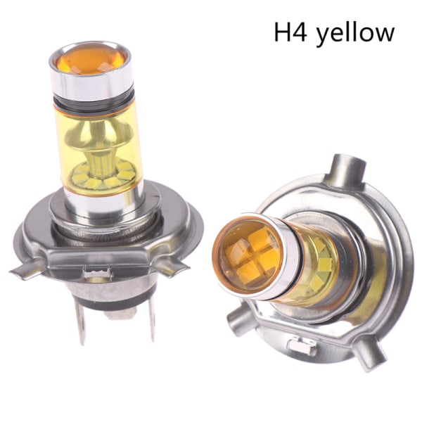 2x Bil H4/H7 9003 HB2 8000K Hi/Lo Beam 20 LED-tåkelys Kjøring Yellow H4