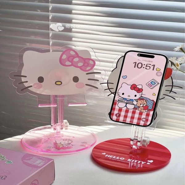1 stk Hello Kitty Sammenleggbart Skrivebordsstativ i Akryl Teleskopisk P One size