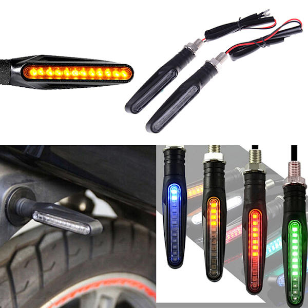 2kpl universal virtaava moottoripyörä moottoripyörä LED-suuntavilkku indikaattori Yellow 2Pcs