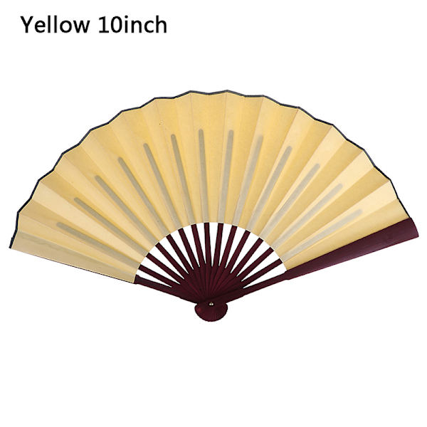 Stil handhållen fläkt blank sidentyg Vikbar fläkt fest bröllop Yellow 10inch