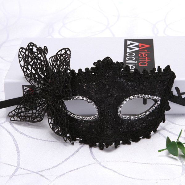 Mode Luksus Venetiansk Masquerade Mask Kvinder Piger Sexet Fox Ey Black ONESIZE