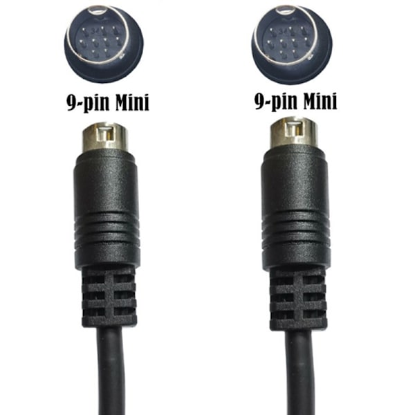 Mini Din 9-stift hane till 9-stift hane o Ingångskabel 1m 2m 3m Compat Black 1M