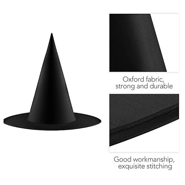 10X Halloween Heks Hat Fest Cosplay Rekvisita Dekor Trollmann Lue Fa Black