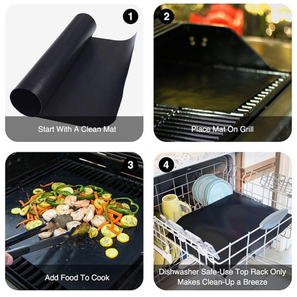 Återanvändbara non-stick BBQ Grill Mat Grill Bakning Liners Teflon 5Pcs 40*60CM