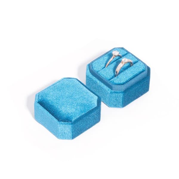 Sammet Ring Box Dubbel Ring Box Med Avtagbart Lock 2 Fack Okt A2