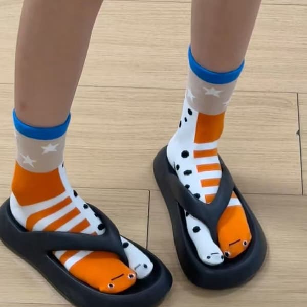 e Funny Split-toe Mid-tube Sokker Abstrakt Stygg Ål Akvarium Cou A2