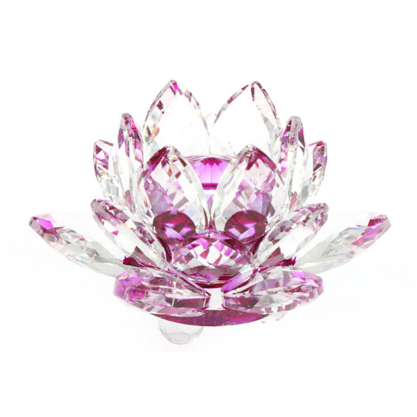 60 mm kvartskristall Lotus Flower Hantverk Glas Fengshui prydnad Purple one size