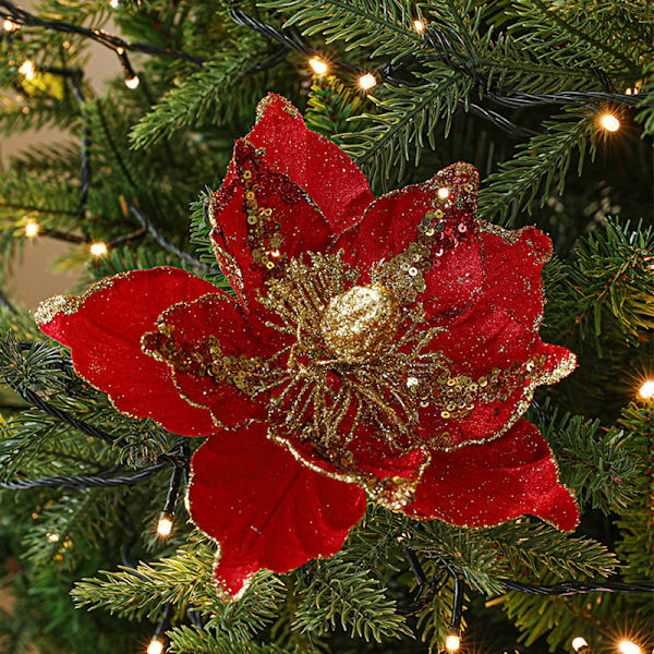 Glittrande Julblommornament till Trädet Champagne