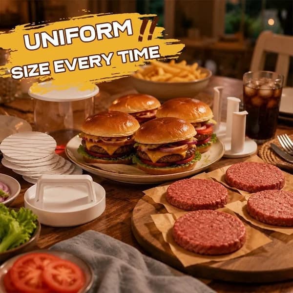 Burgerbøfformer i flere lag med opbevaringsbeholder, non-stick one size