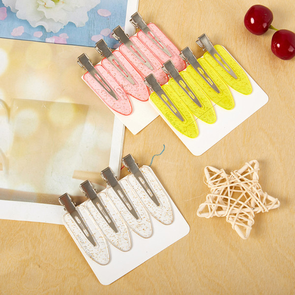 4 Stk Sømløs No Bøj hårclips Makeup No krøll hårklemme hår White 4PCS