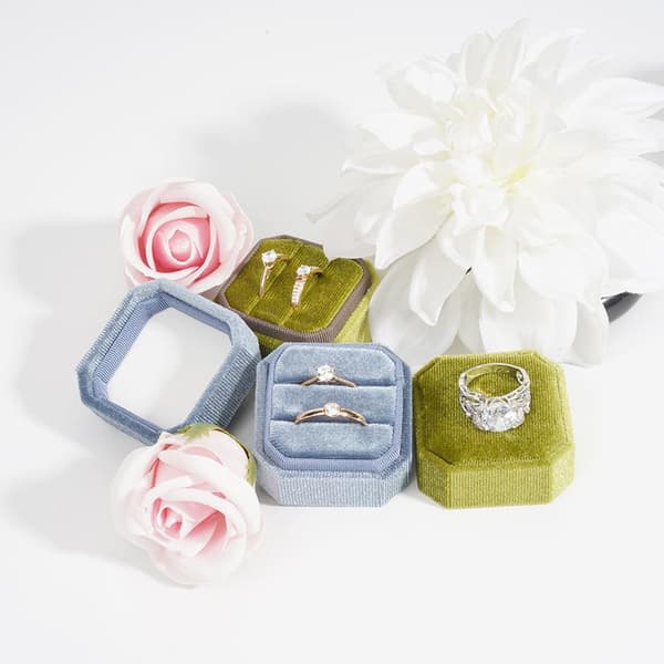 Sammet Ring Box Dubbel Ring Box Med Avtagbart Lock 2 Fack Okt A2