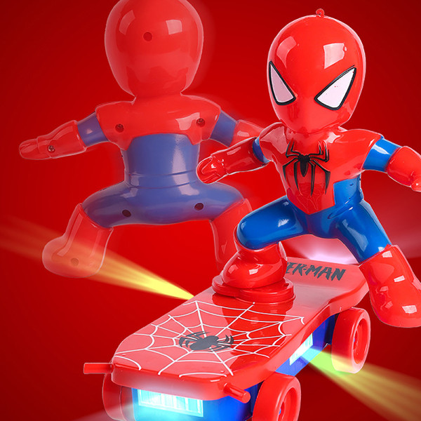 Nye leker Spiderman Automatic Flip Rotation Skateboard Elektrisk Blue One Size