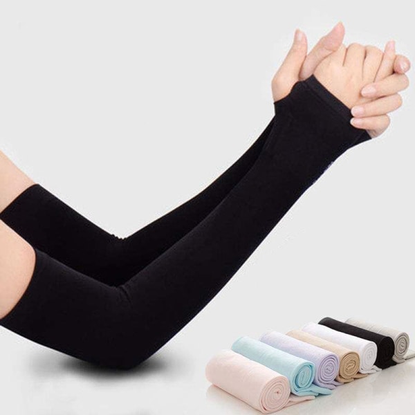 Ice Silk Sleeve Cuff Arm Uv Sun Protect AntiSlip Summer Outdoo Black One Size