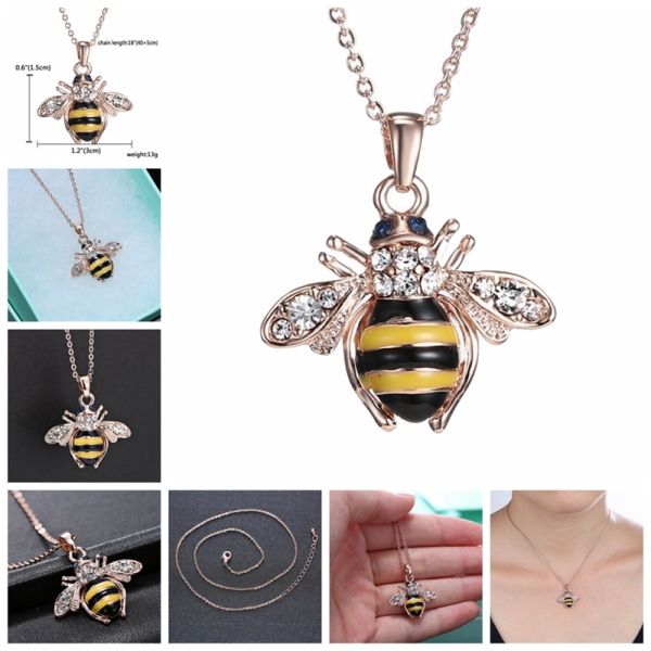 Elegant e Dame Honning Honey Bumblebee Bee Crystal Pendant Chain N Multi One Size