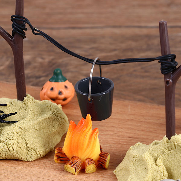 1Set 1:12 Dockhus Halloween Skräck Dekor Leksak Fladdermus Skalle Kvast one size