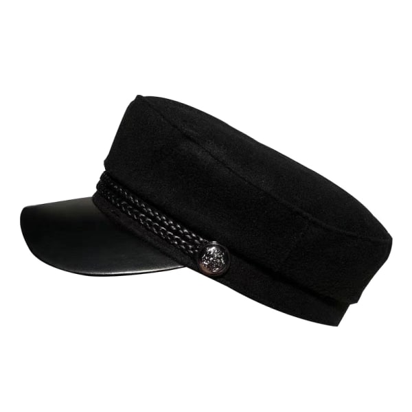 Winter Black Military Berets Caps Hat For Women Kvinne Flat Arm Black one size