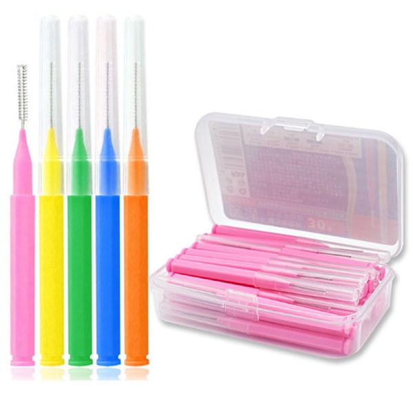30st/lot Interdentalborste Tandtråd Oral Clean Hygien To Pink 0.6mm 30Pcs