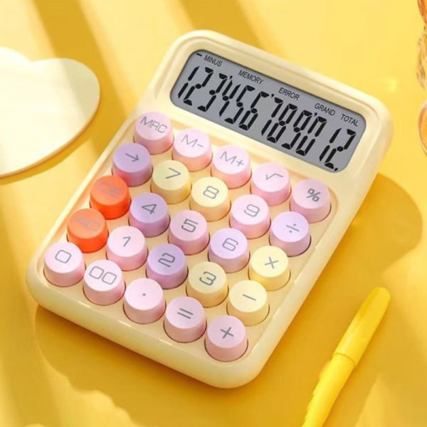 n Kawaii Kalkulator Cartoon Candy Color Silent Mechanical Keyb yellow Onesize
