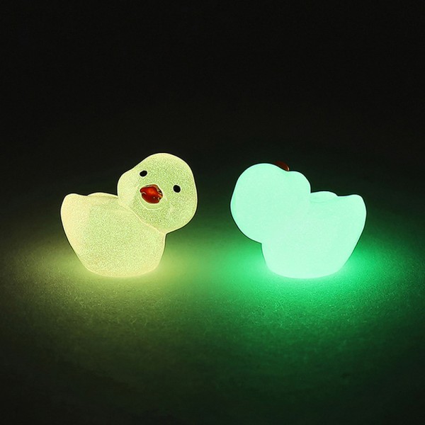 10 Stk Mini Luminous Resin Ducks Glow In The Dark Miniature Orna Multicolor C