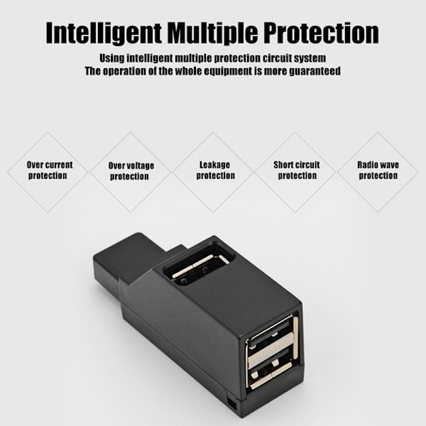 Trådløs USB 3.0 HUB Adapter Extender Mini Splitter Box 3 Porte Balck USB 3.0