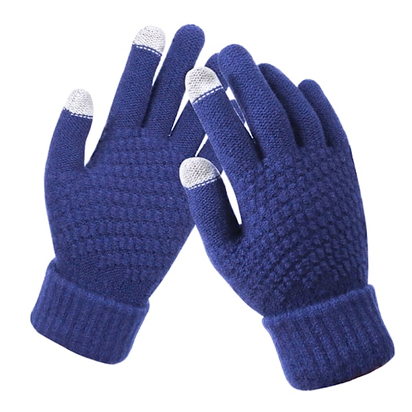 Vinter Touch Hansker Kvinner Varme Stretch Strikk Votter Imitasjon W Dark blue
