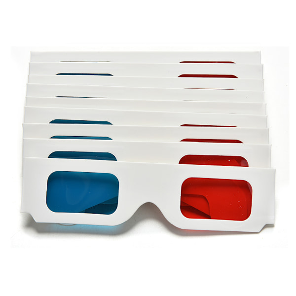 10 stk Universal Anaglyph Pappkartong Briller Rød Blå Cyan 3D Video