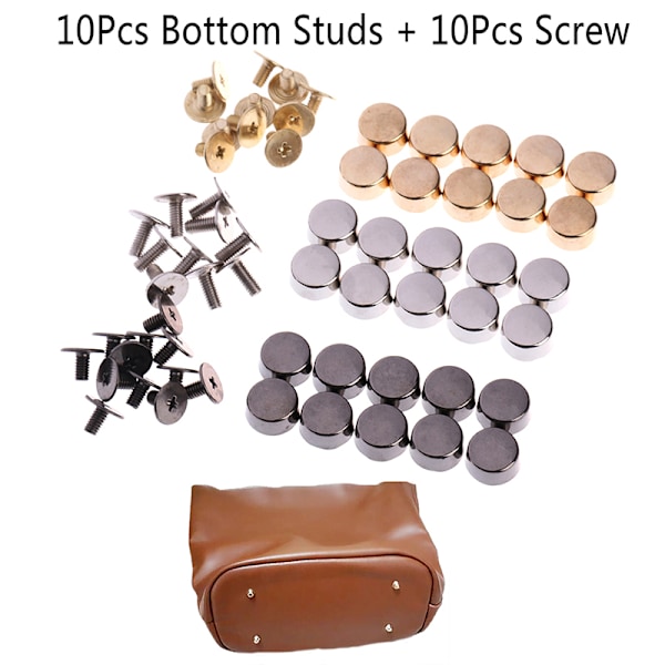 10 Stk Sytilbehør Værktøj Håndtaske Skuldertasker Bund Stud Black