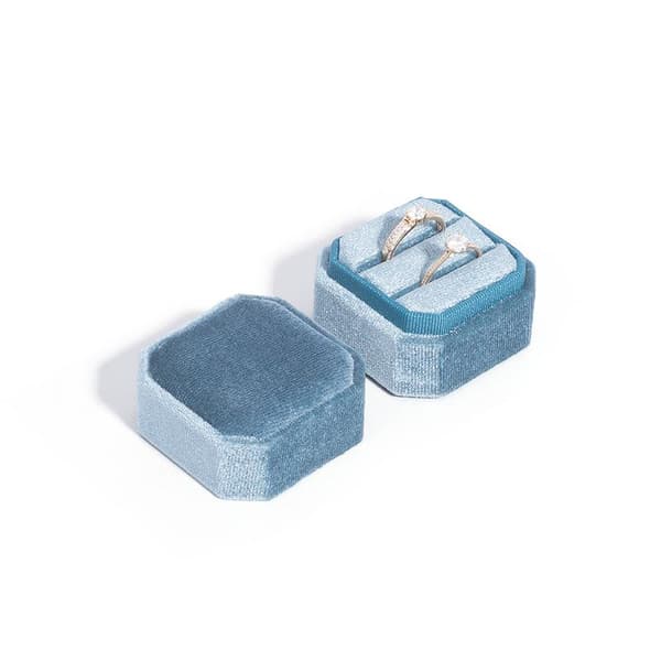 Sammet Ring Box Dubbel Ring Box Med Avtagbart Lock 2 Fack Okt A2