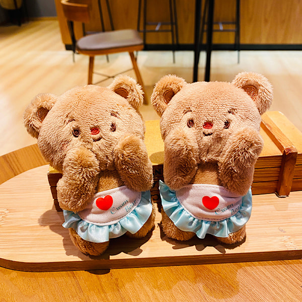 e Butter Bear Plyschdocka Leksak Söt Nyckelring Väska Hänge Brown ONE SIZE