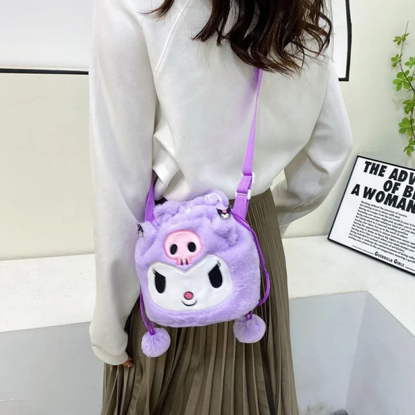 Plys Kawaii skulder crossbody taske Plys kvinder tegneseriegaver Purple onesize