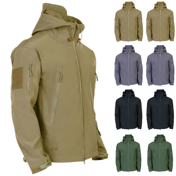 Vattentät vinter utomhusjacka för män Tactical Coat Soft Shell Black XL