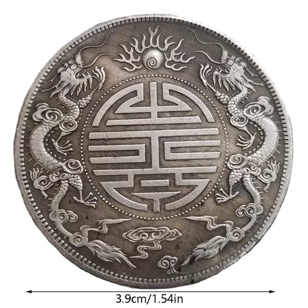2 STK Antikke Feng Shui Double Dragons Bead Lucky Coins Saml A 2PCS