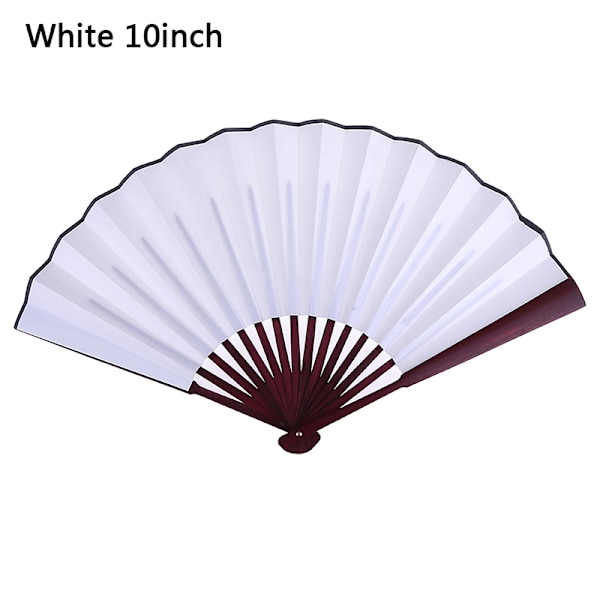 Stil handhållen fläkt blank sidentyg Vikbar fläkt fest bröllop White 10inch