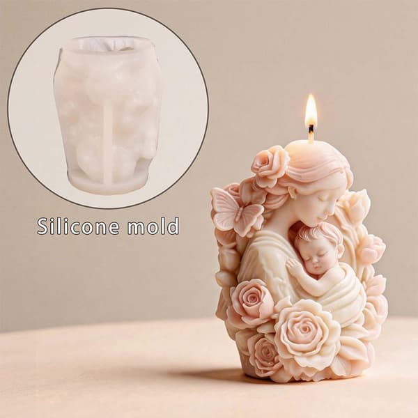 Silikoneform Giftfri Gips Ornament Form Blomst Mor Form White