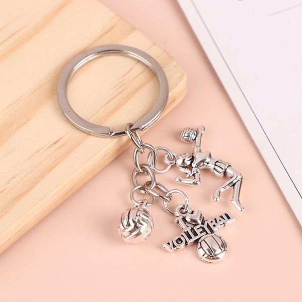 Kreativ DIY nøkkelring volleyballspiller legering nøkkelring charms A onesize