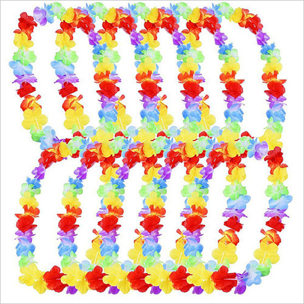 20st Hawaiian Flower Leis Garland Necklace Fancy Dress Party H Multicolor 20pcs