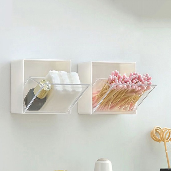 Väggmonterad förvaringslåda Clamshell Design Plast Bomullspinne S White