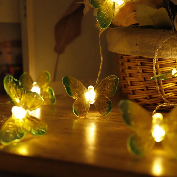 Sommerfugl LED Fairy String Lights Batteri Bryllup Jul Des Transparent one size
