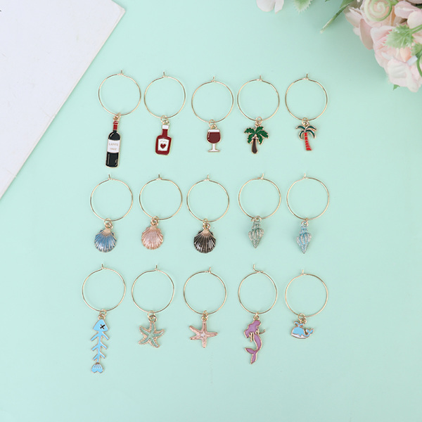 15 stk Vinglas Charms Markers Tags Identifikation Wine Bachel Onesize