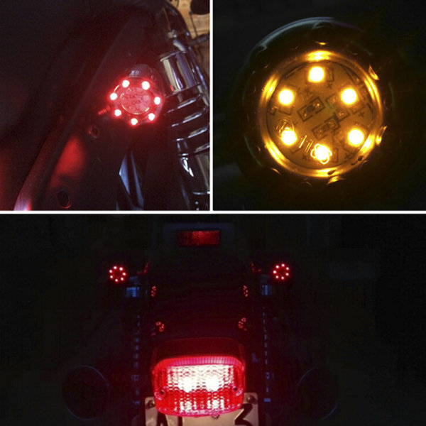 2 Stk Motorcykel Cykel LED Amber+rød Blinklys Blinklys Ind Yellow 2Pcs