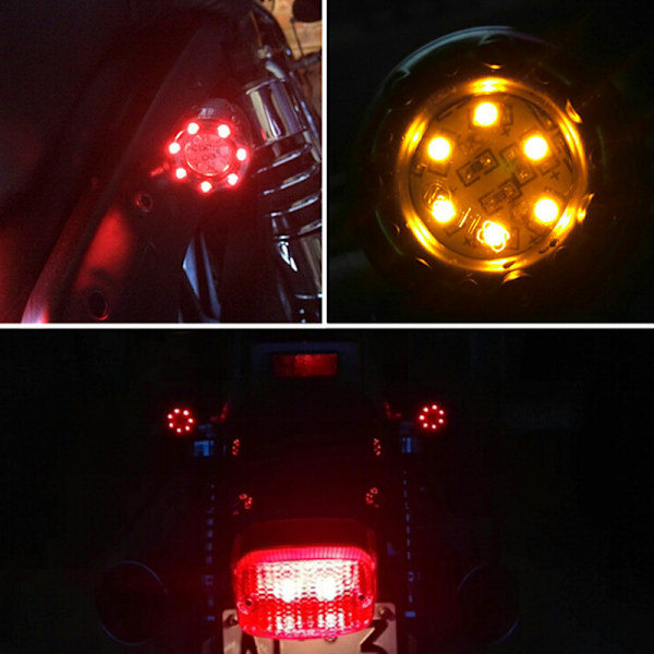 Moottoripyörän LED keltainen+punainen suuntavilkun vilkkuvalo Yellow 1PC