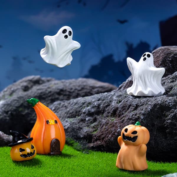 Halloween Græskar Spøgelse Mikro Landskabsfigurer e Små Ornamenter A1