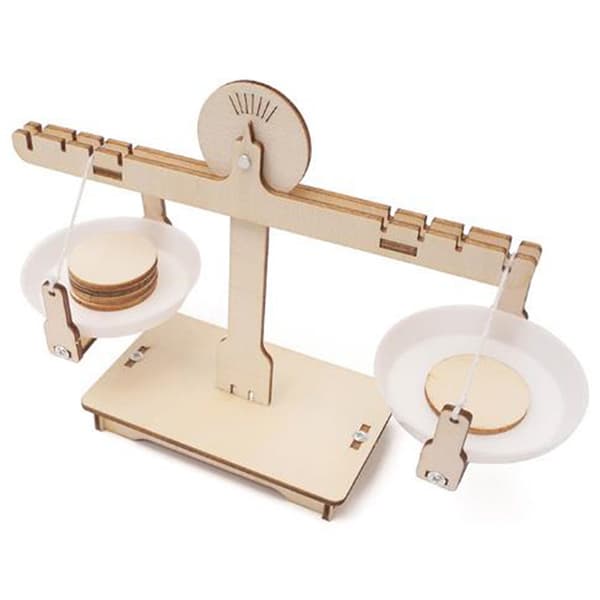Kids DIY Educational Wooden Balancing Scale Math Learning Game Brown 2Pcs