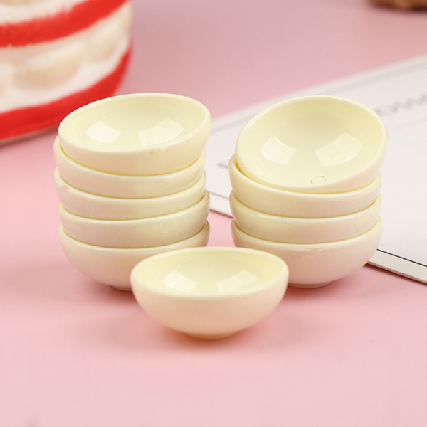 10 stk. Miniature skålfad Rund 1/12 skala Dukkehus Køkken D White