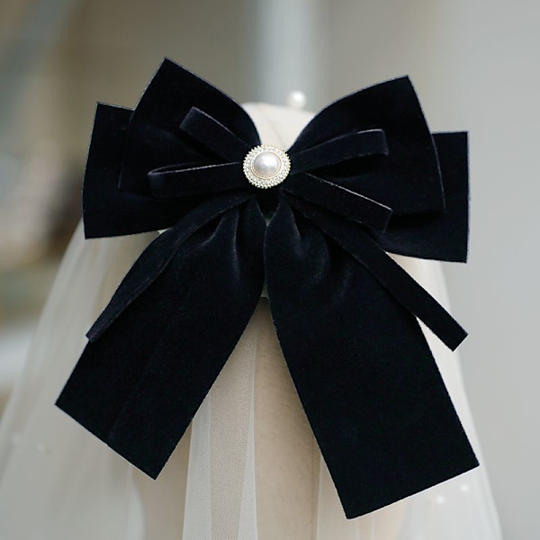Elegant Fløyelsbue Hårklipp Båndsløyfe Hestehale Barrette H A2