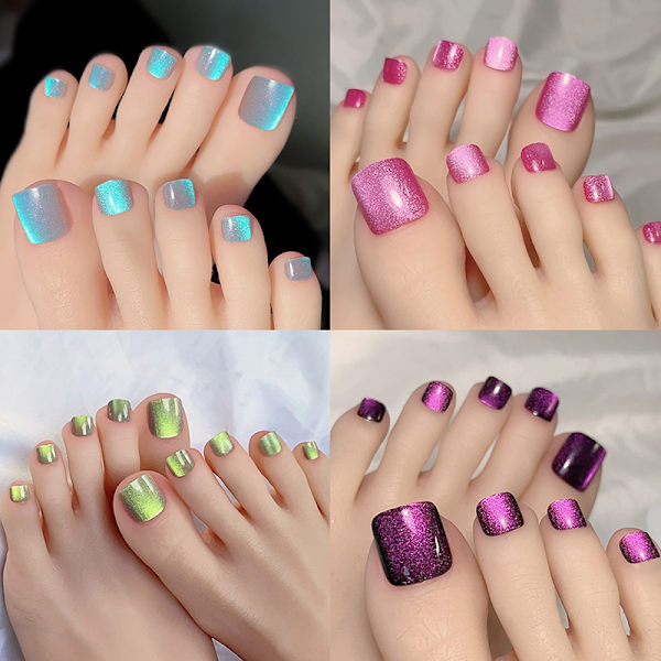 10st/kartong Cat Eye Toe False Nail Kort Fyrkantig Press on Nails fo Rose red onesize
