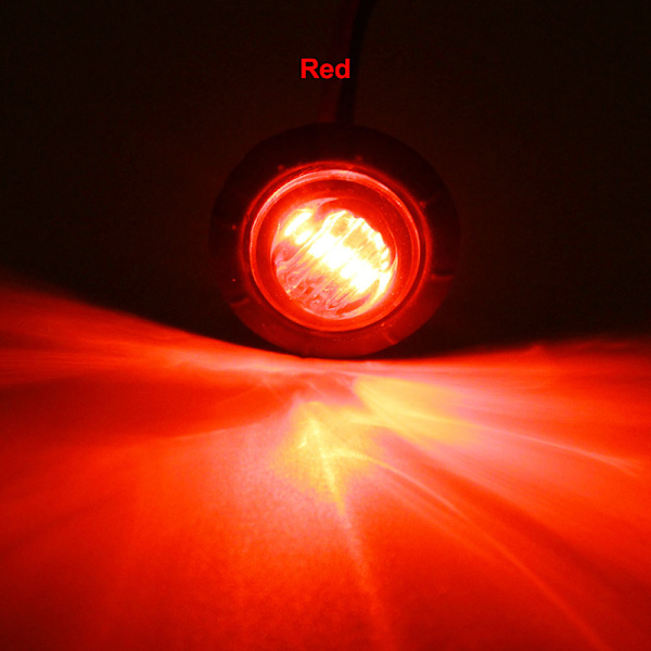 1 stk 24V 3LED 3/4" Rund Trailer Side Markeringslys Gul Hvid Red 1Pc