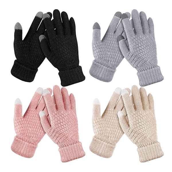 Vinter Touch Handsker Kvinder Varme Strækstrikket Vanter Imitation W Dark blue