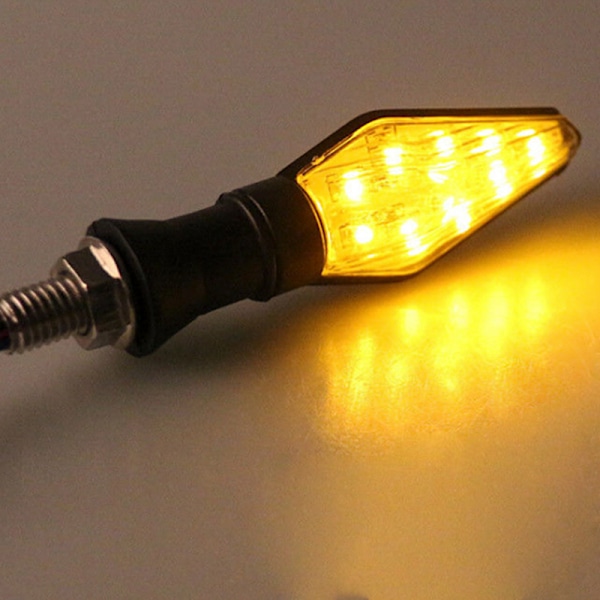 2st 12LED Amber+Blå Motorcykel Blinkers Blinkers Bl Black 2Pcs