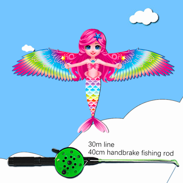 Flying Kite Toy Butterfly Mermaid Parrot Eagle Kite With Handle G